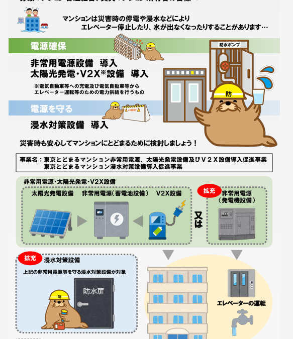 ★東京とどまるマンション非常用電源、太陽光発電設備及びV2X設備導入促進事業